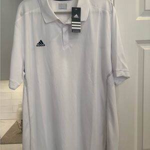 adidas White Polo Shirt Short Sleeve Athletic Style
